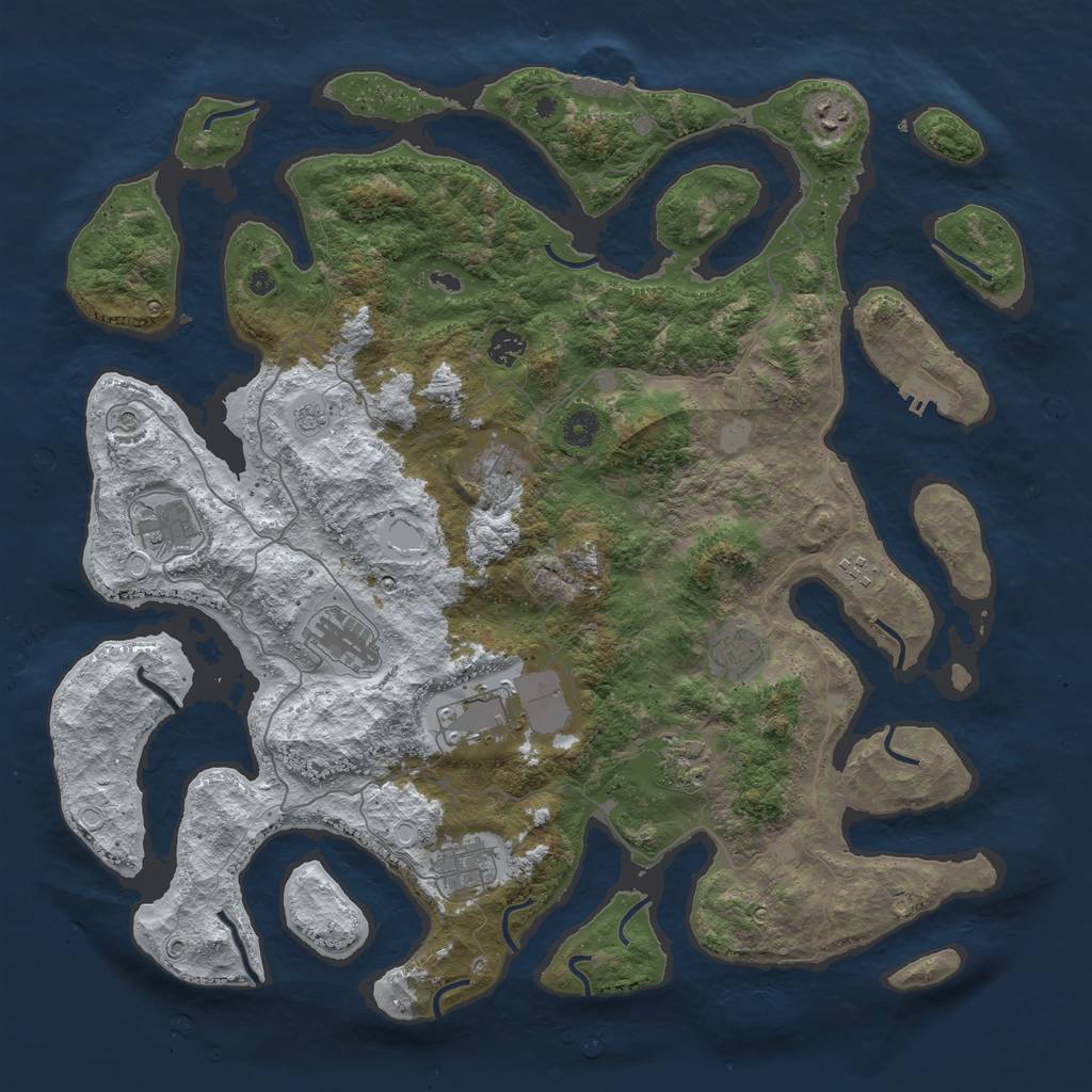Rust Map: Procedural Map, Size: 4500, Seed: 6308383, 19 Monuments