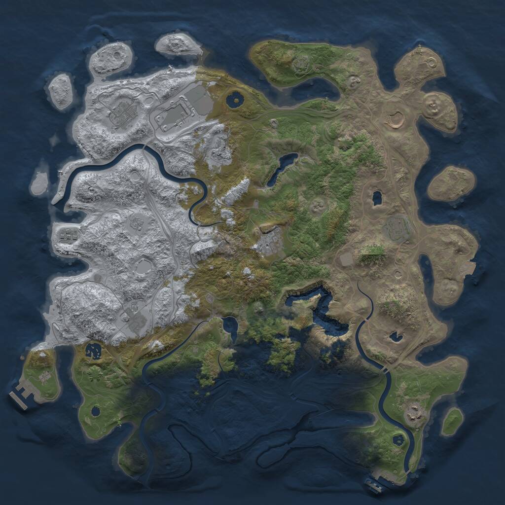 Rust Map: Procedural Map, Size: 4500, Seed: 3249164, 16 Monuments