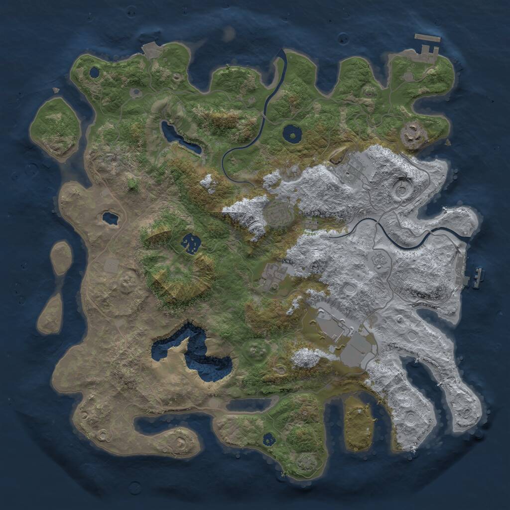 Rust Map: Procedural Map, Size: 4000, Seed: 6909, 12 Monuments