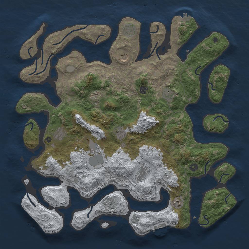 Rust Map: Procedural Map, Size: 4500, Seed: 2923469, 20 Monuments