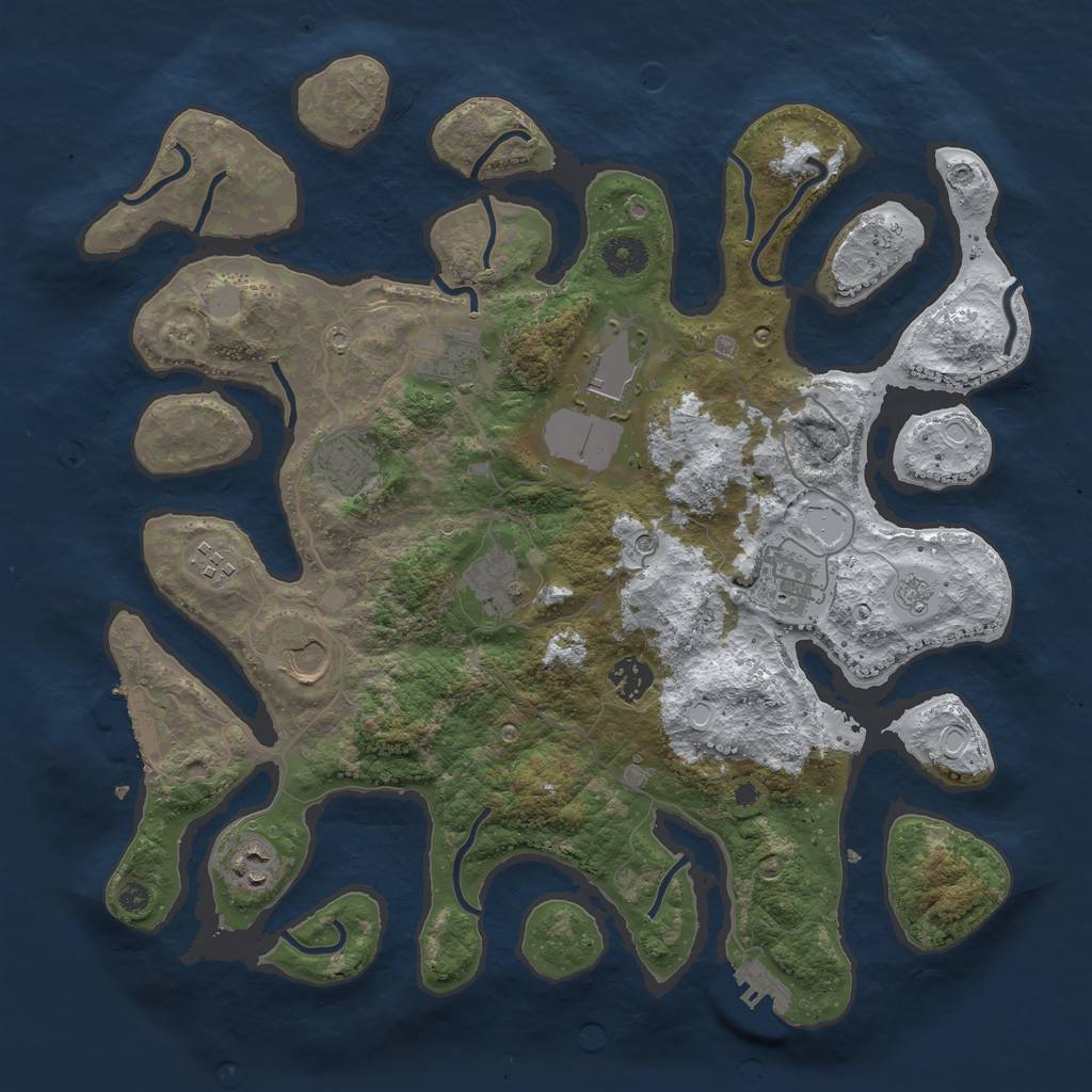 Rust Map: Procedural Map, Size: 3800, Seed: 982080017, 18 Monuments