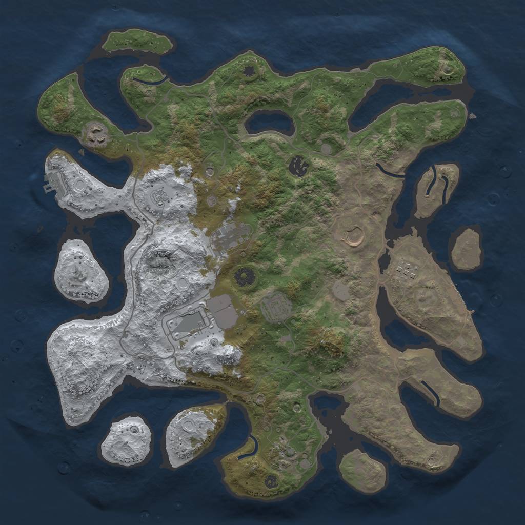 Rust Map: Procedural Map, Size: 4000, Seed: 3436663, 17 Monuments