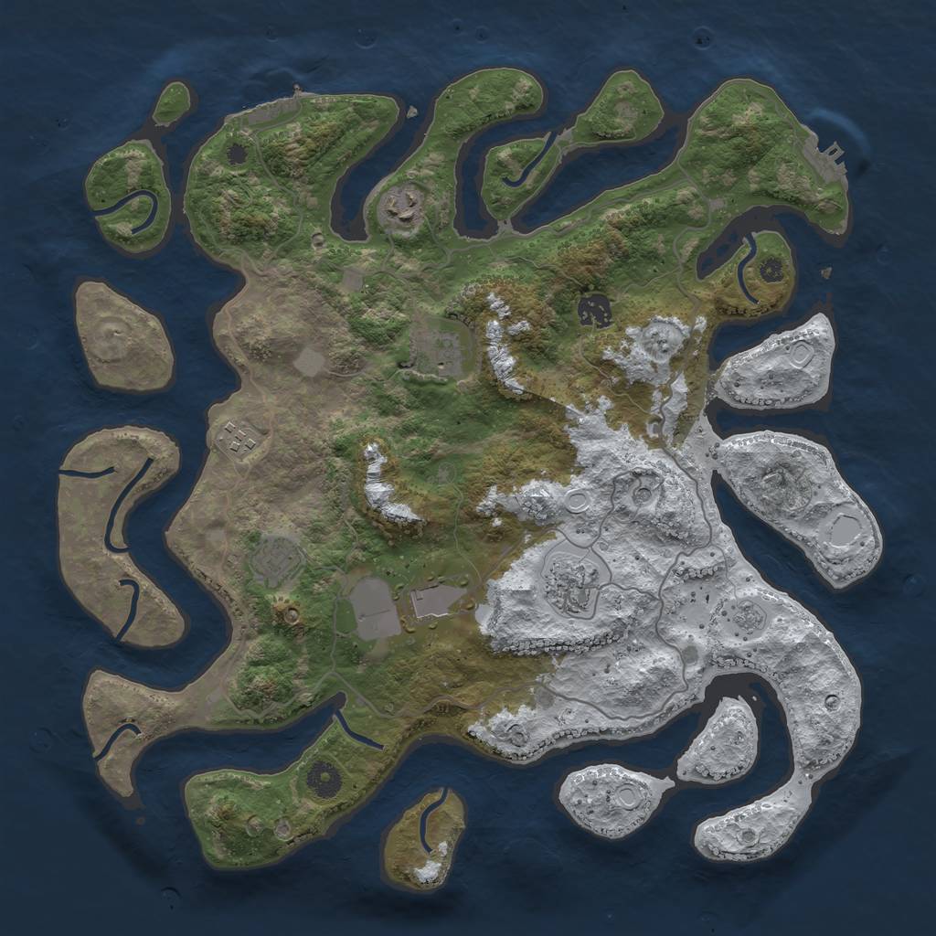 Rust Map: Procedural Map, Size: 4000, Seed: 3546456, 16 Monuments