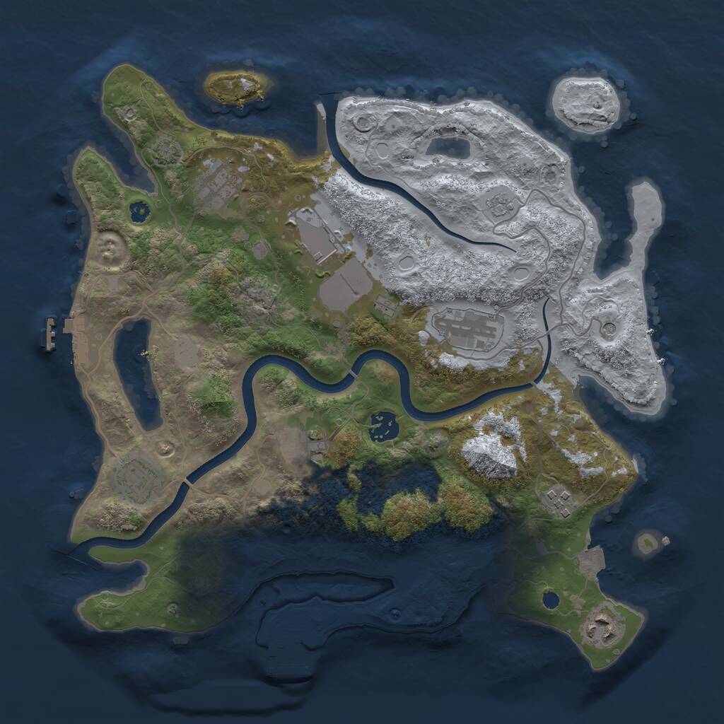 Rust Map: Procedural Map, Size: 3500, Seed: 1049510, 14 Monuments