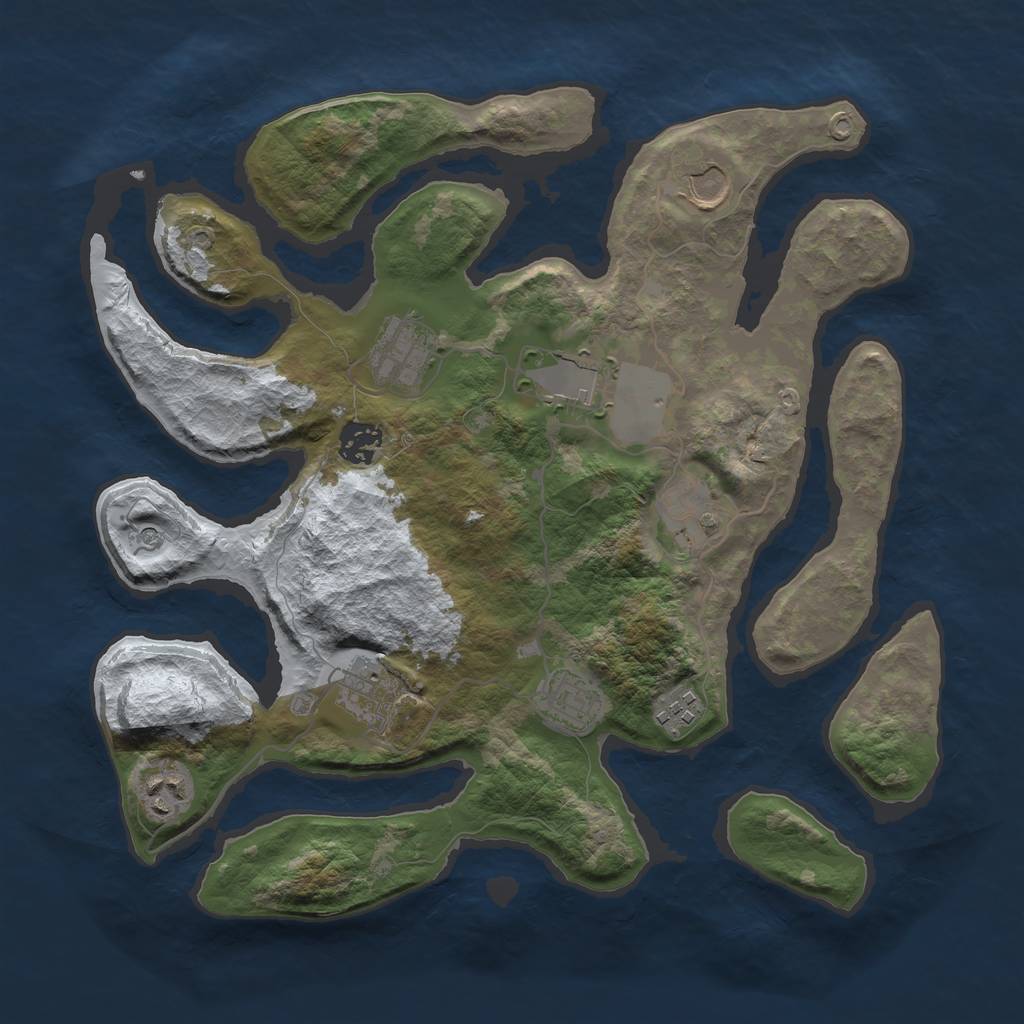 Rust Map: Barren, Size: 3500, Seed: 5213466, 12 Monuments