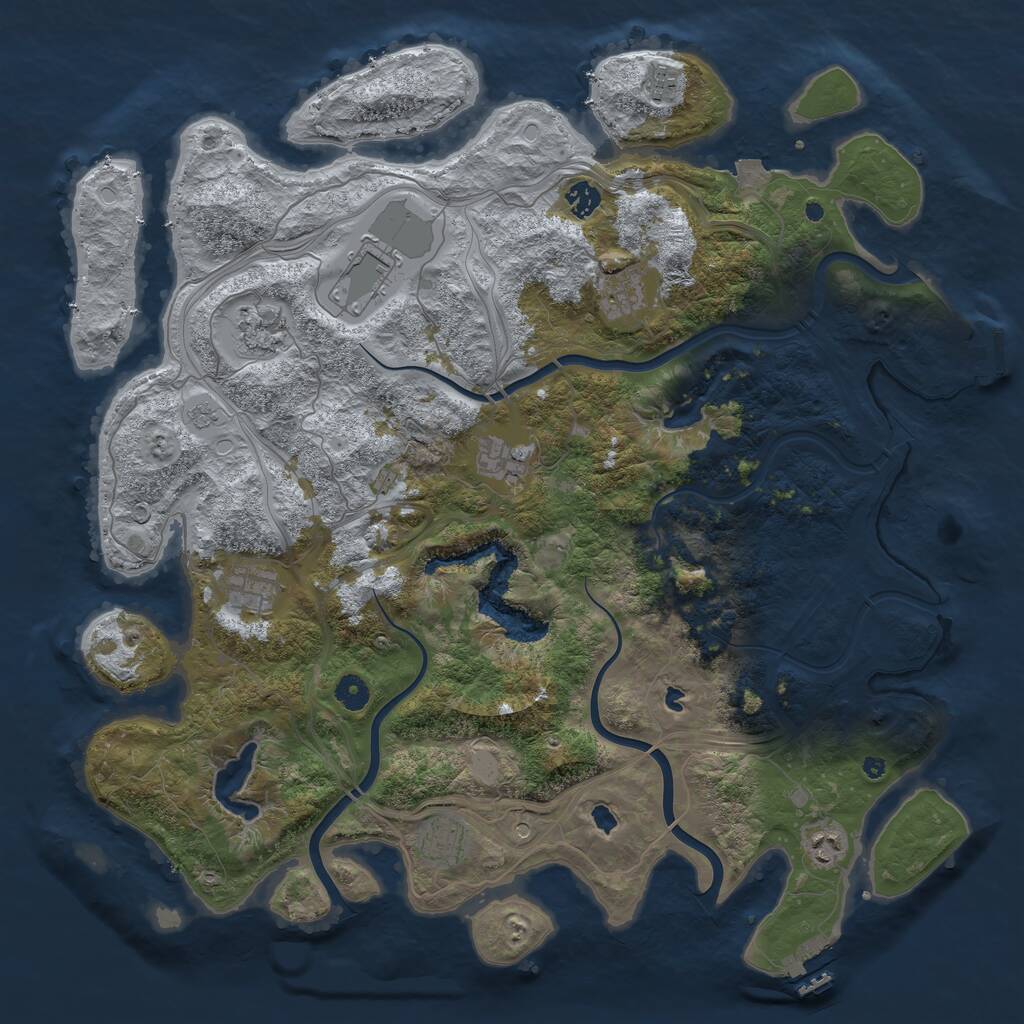 Rust Map: Procedural Map, Size: 4500, Seed: 715351, 15 Monuments