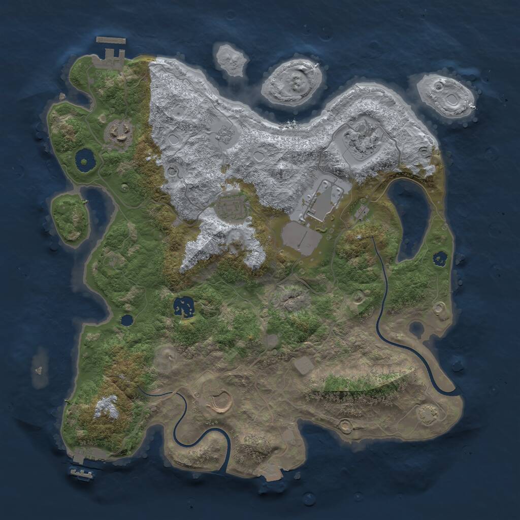 Rust Map: Procedural Map, Size: 3550, Seed: 1265847, 12 Monuments