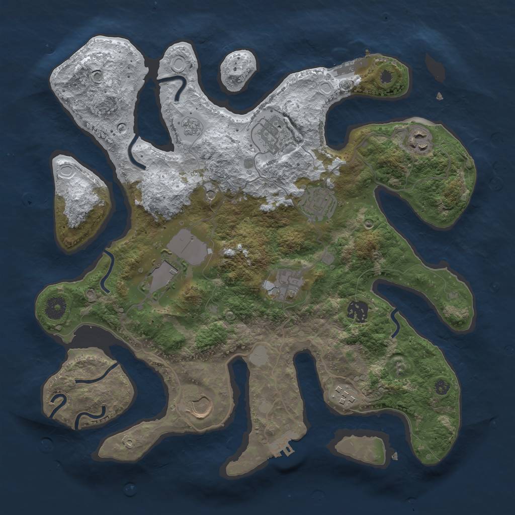 Rust Map: Procedural Map, Size: 3500, Seed: 4791796, 17 Monuments