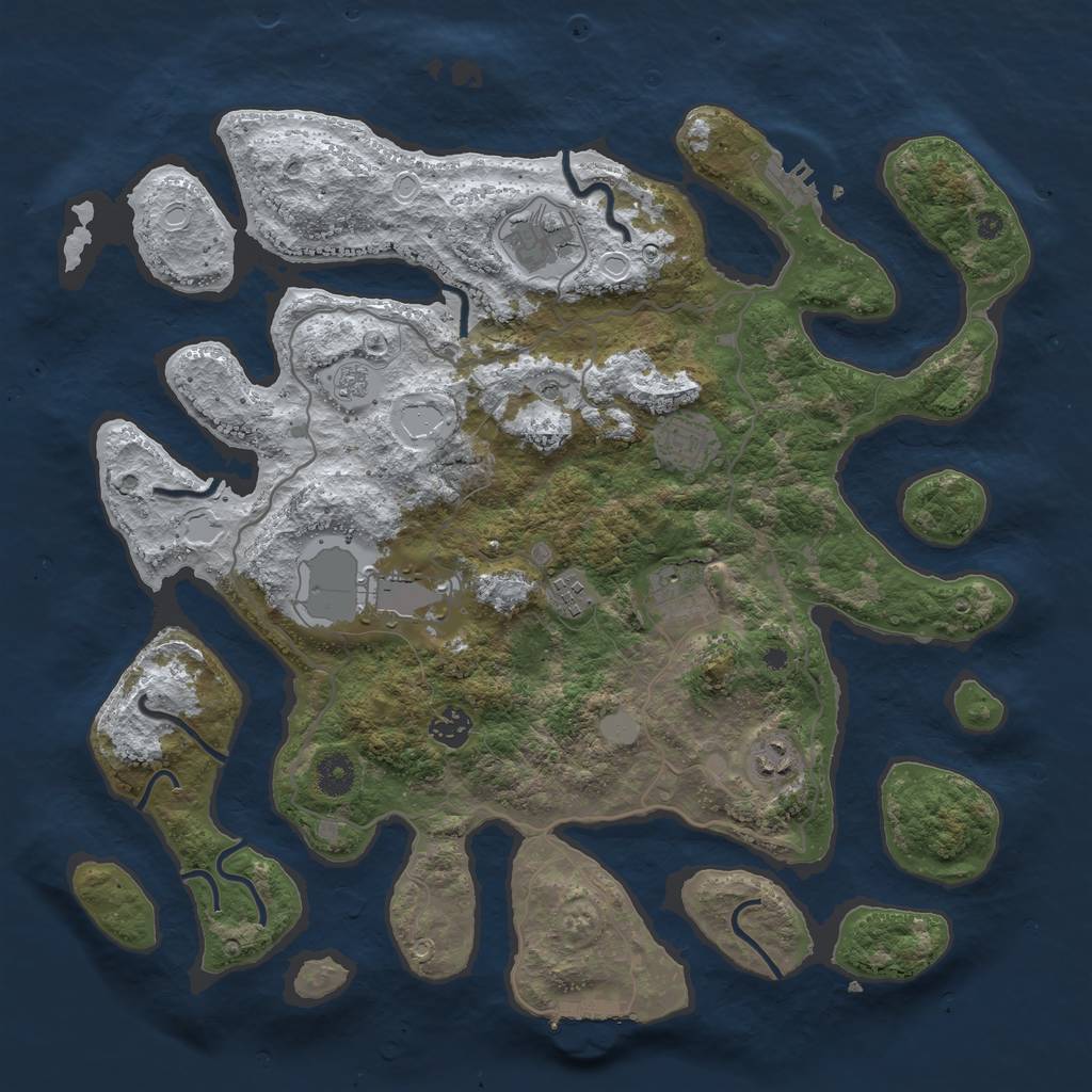 Rust Map: Procedural Map, Size: 4000, Seed: 2702885, 16 Monuments