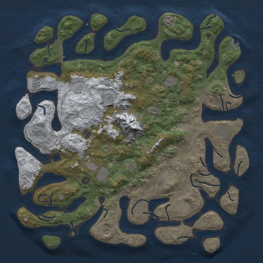 Rust Map: Procedural Map, Size: 5000, Seed: 54897, 20 Monuments