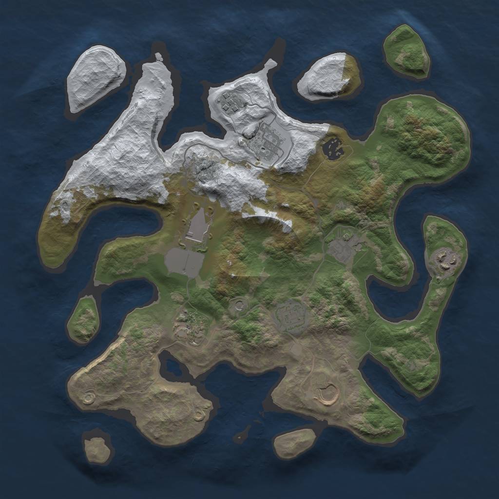 Rust Map: Barren, Size: 3500, Seed: 3322391, 12 Monuments