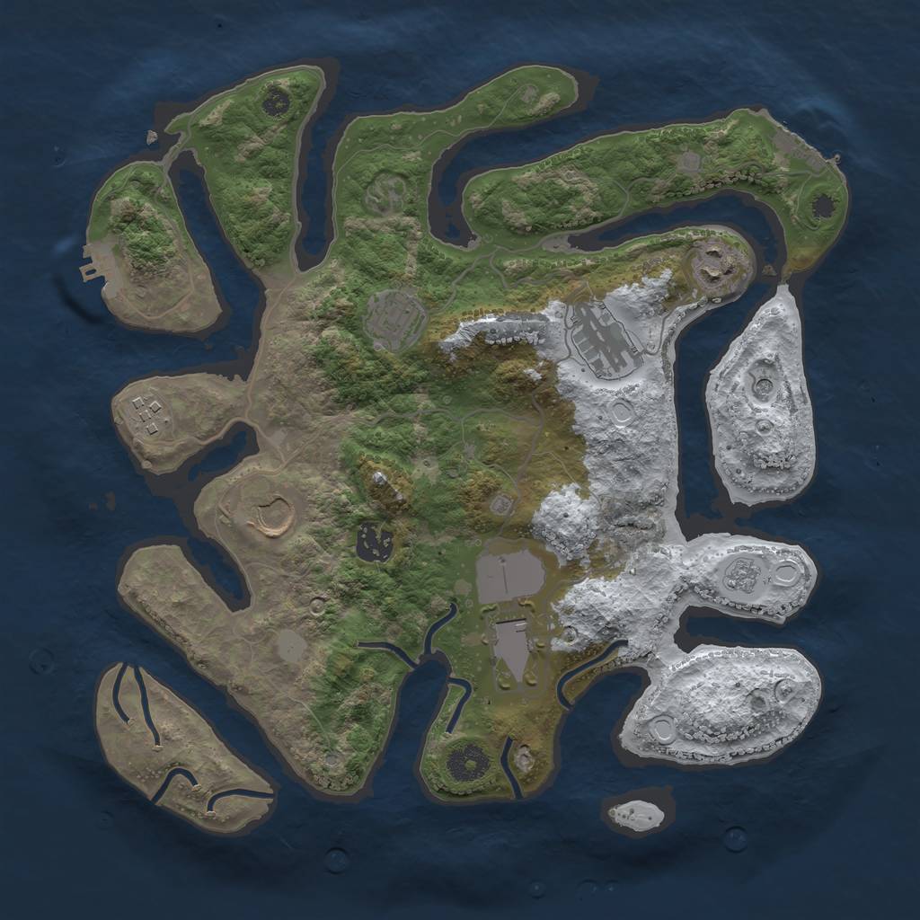 Rust Map: Procedural Map, Size: 3500, Seed: 6429044, 16 Monuments
