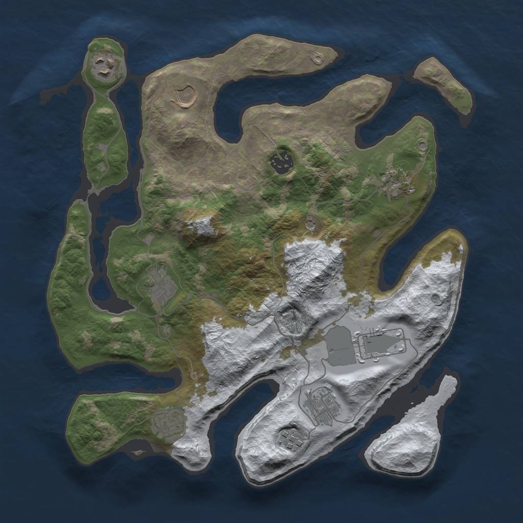 Rust Map: Barren, Size: 3500, Seed: 1510474, 12 Monuments