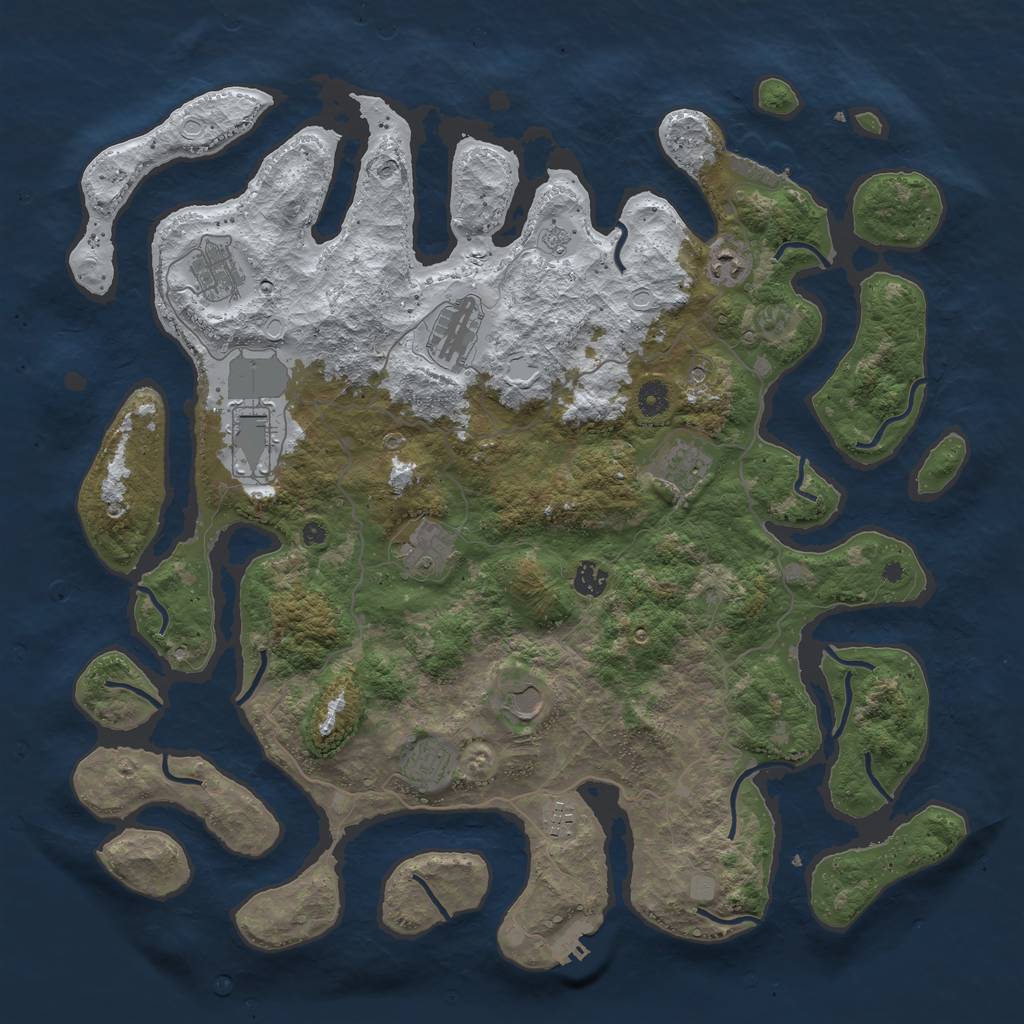 Rust Map: Procedural Map, Size: 4500, Seed: 4033334, 19 Monuments