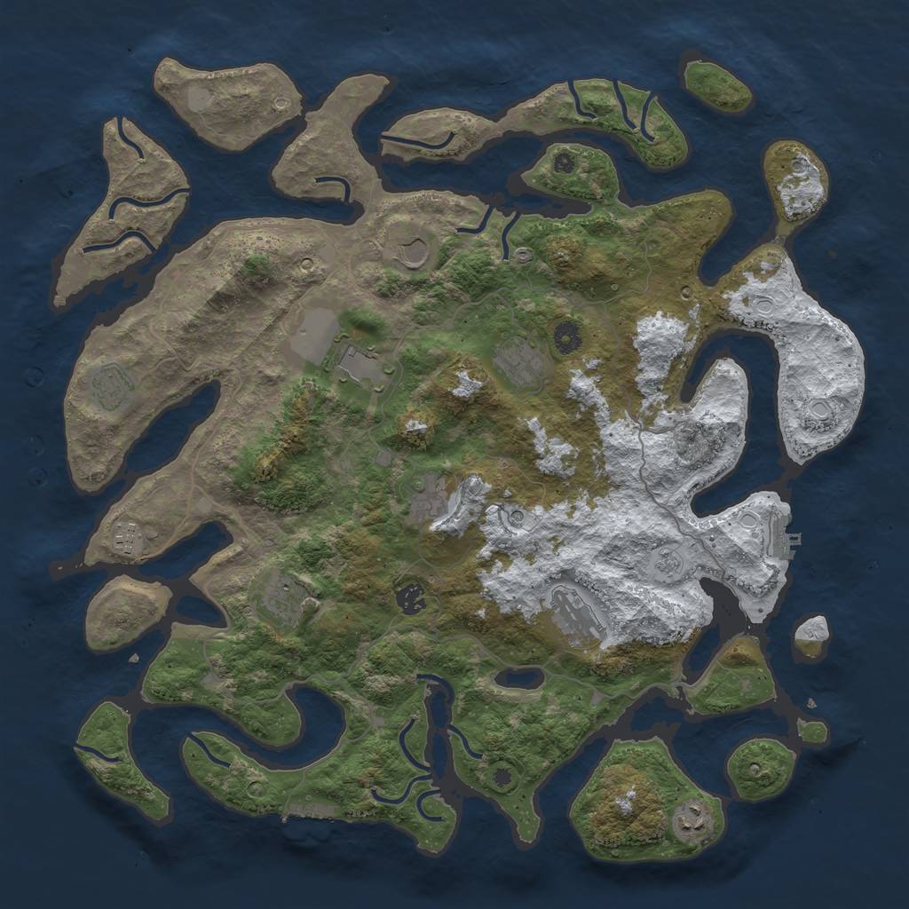 Rust Map: Procedural Map, Size: 4500, Seed: 6267128, 19 Monuments
