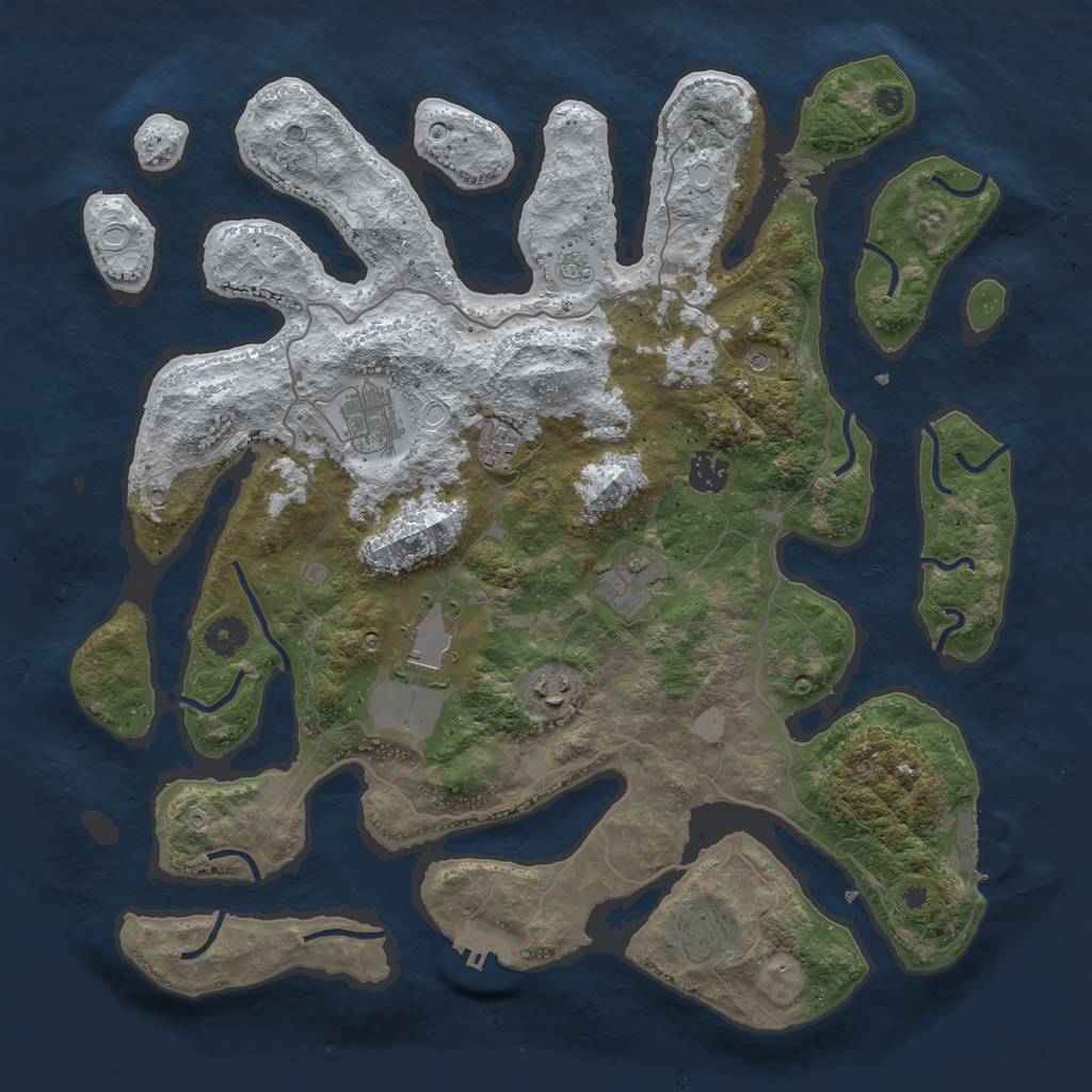 Rust Map: Procedural Map, Size: 4000, Seed: 3047176, 16 Monuments