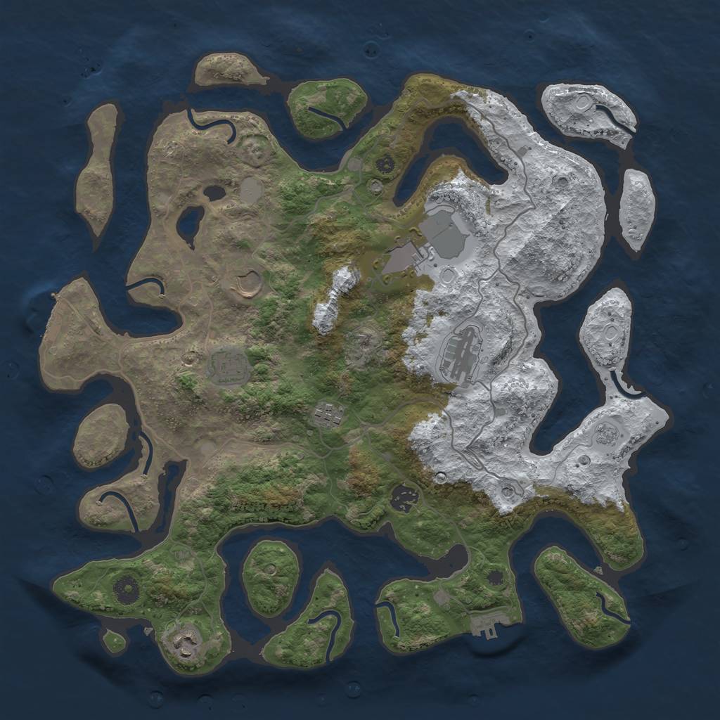 Rust Map: Procedural Map, Size: 4000, Seed: 2775384, 16 Monuments