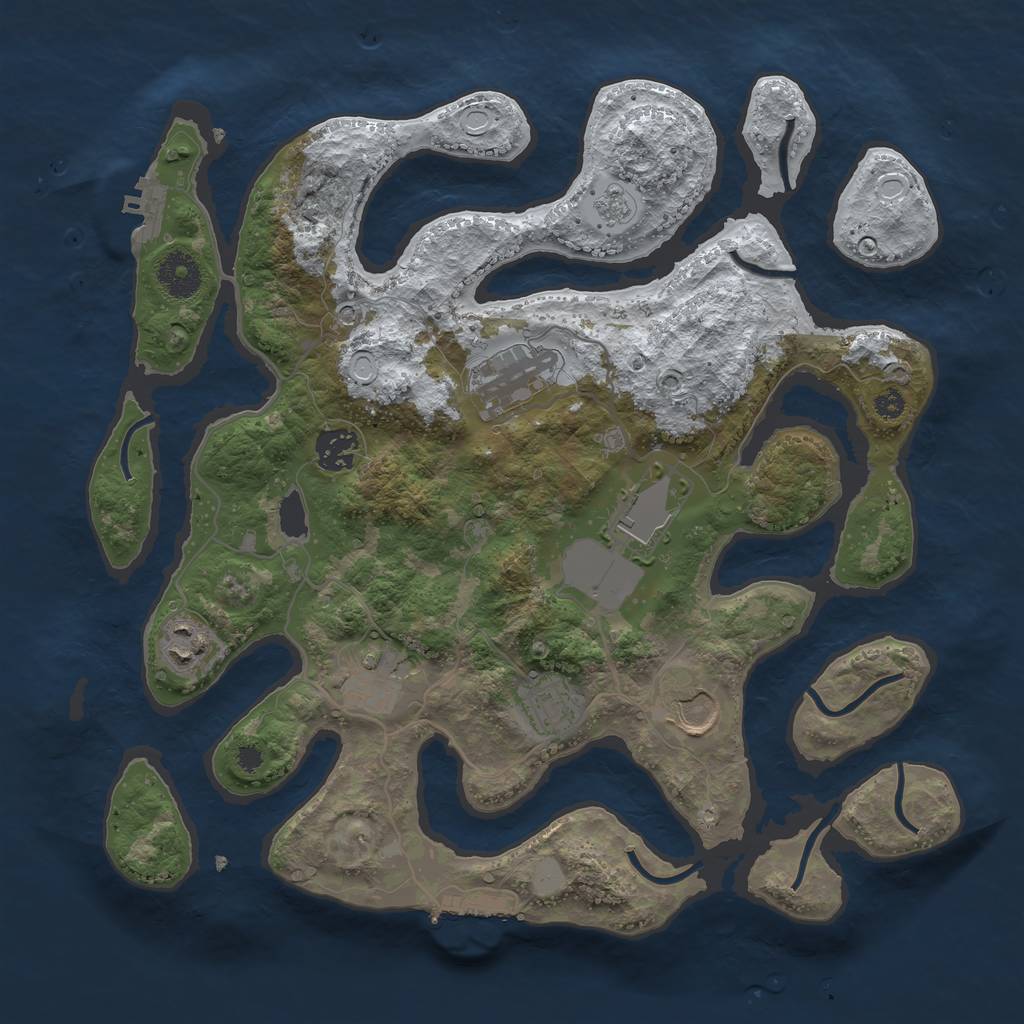 Rust Map: Procedural Map, Size: 3500, Seed: 59521, 16 Monuments