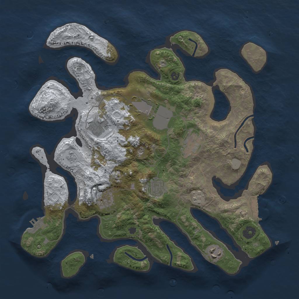 Rust Map: Procedural Map, Size: 3500, Seed: 2240265, 16 Monuments