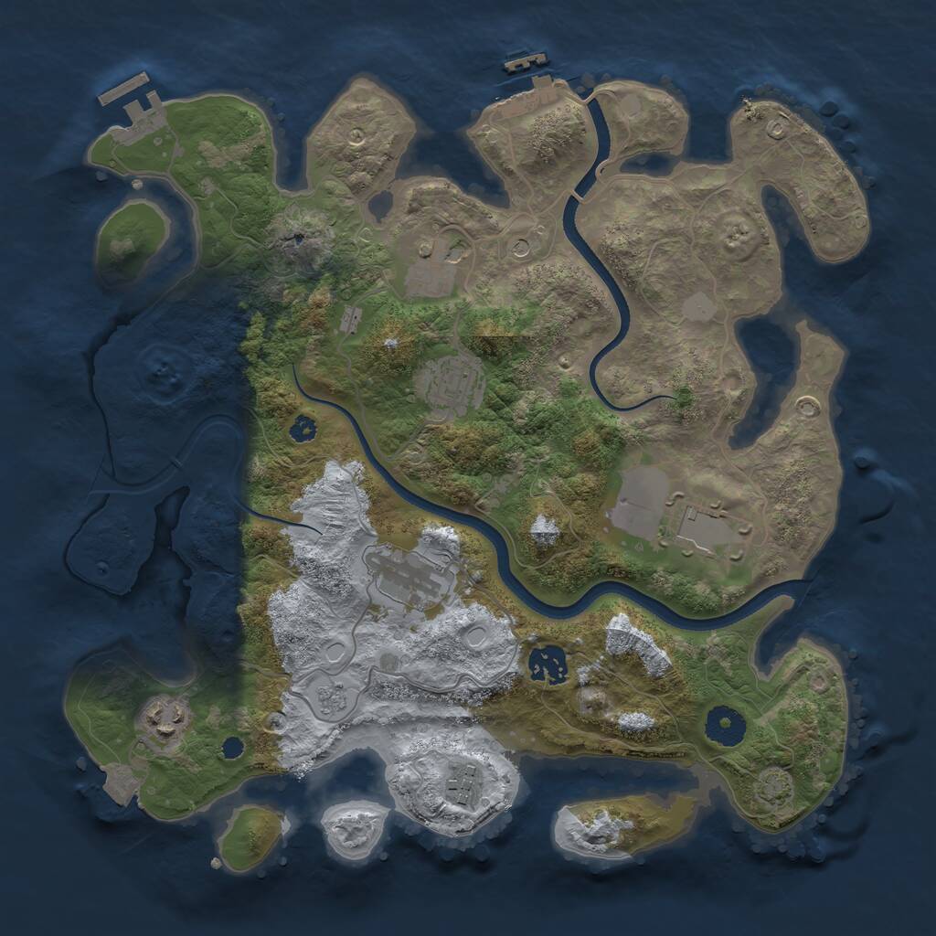 Rust Map: Procedural Map, Size: 3500, Seed: 6263195, 13 Monuments