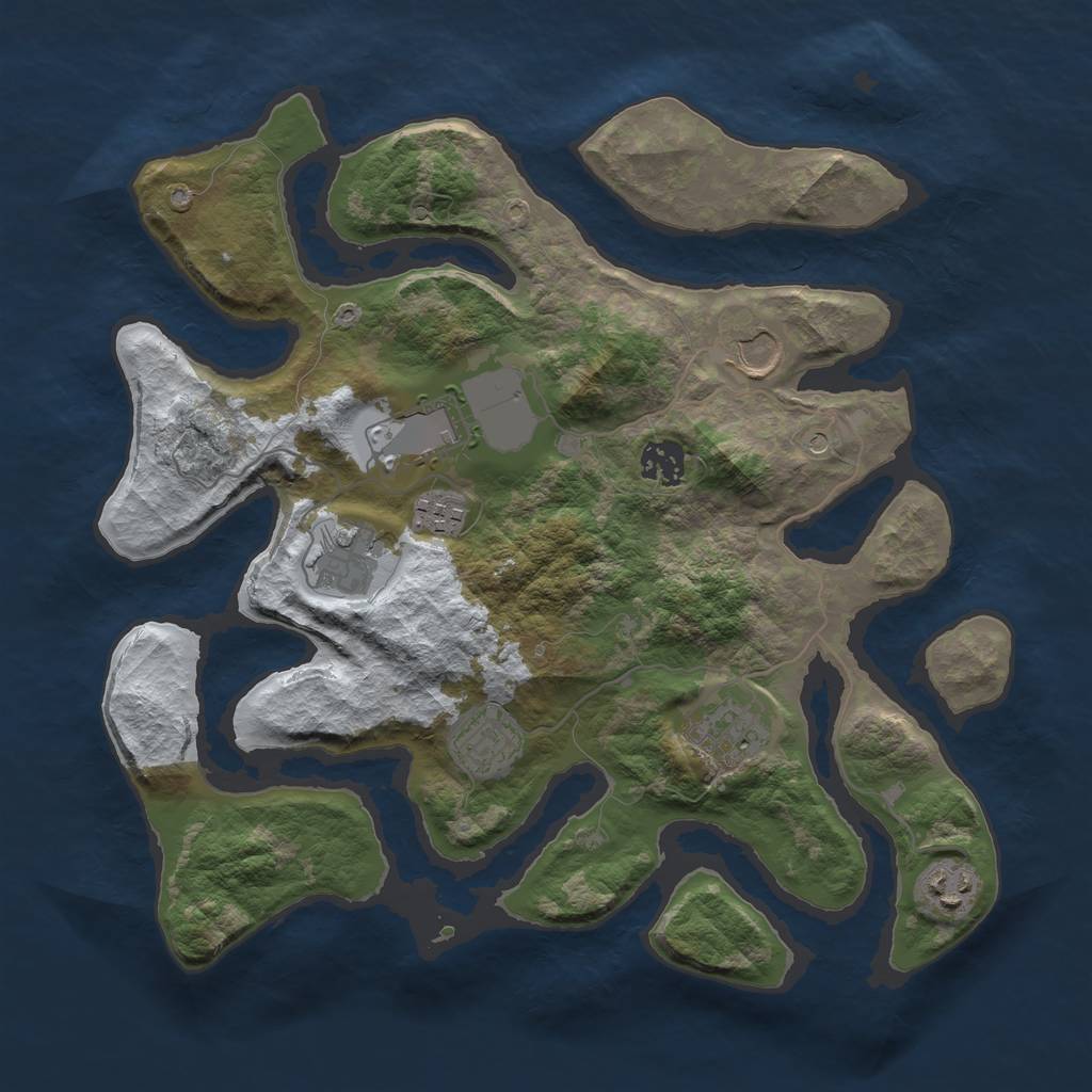 Rust Map: Barren, Size: 3500, Seed: 3380911, 11 Monuments