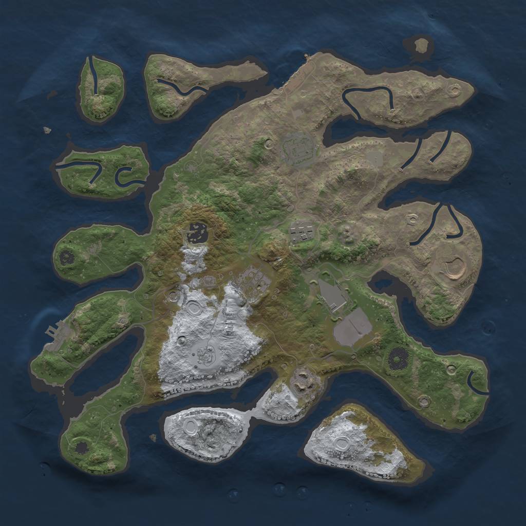 Rust Map: Procedural Map, Size: 3550, Seed: 603544, 16 Monuments