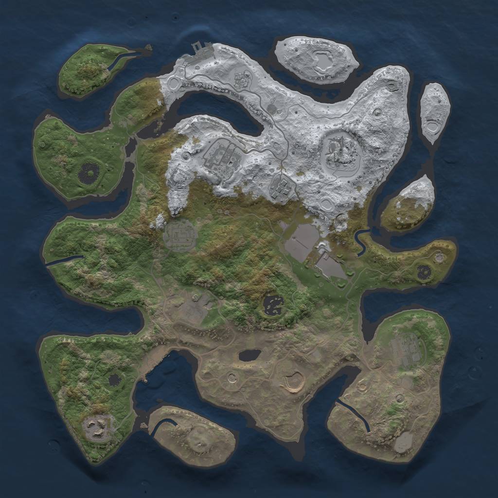 Rust Map: Procedural Map, Size: 3500, Seed: 5370192, 19 Monuments