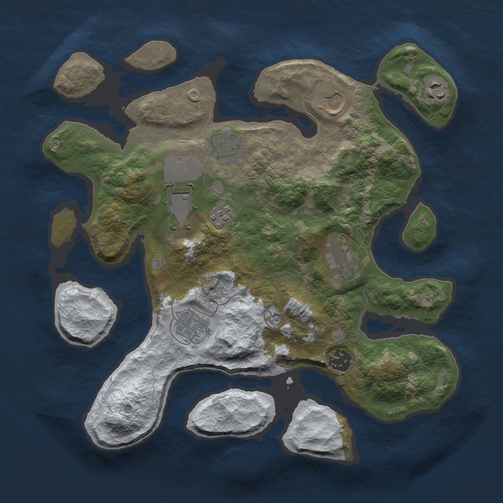 Rust Map: Barren, Size: 3500, Seed: 6286993, 11 Monuments