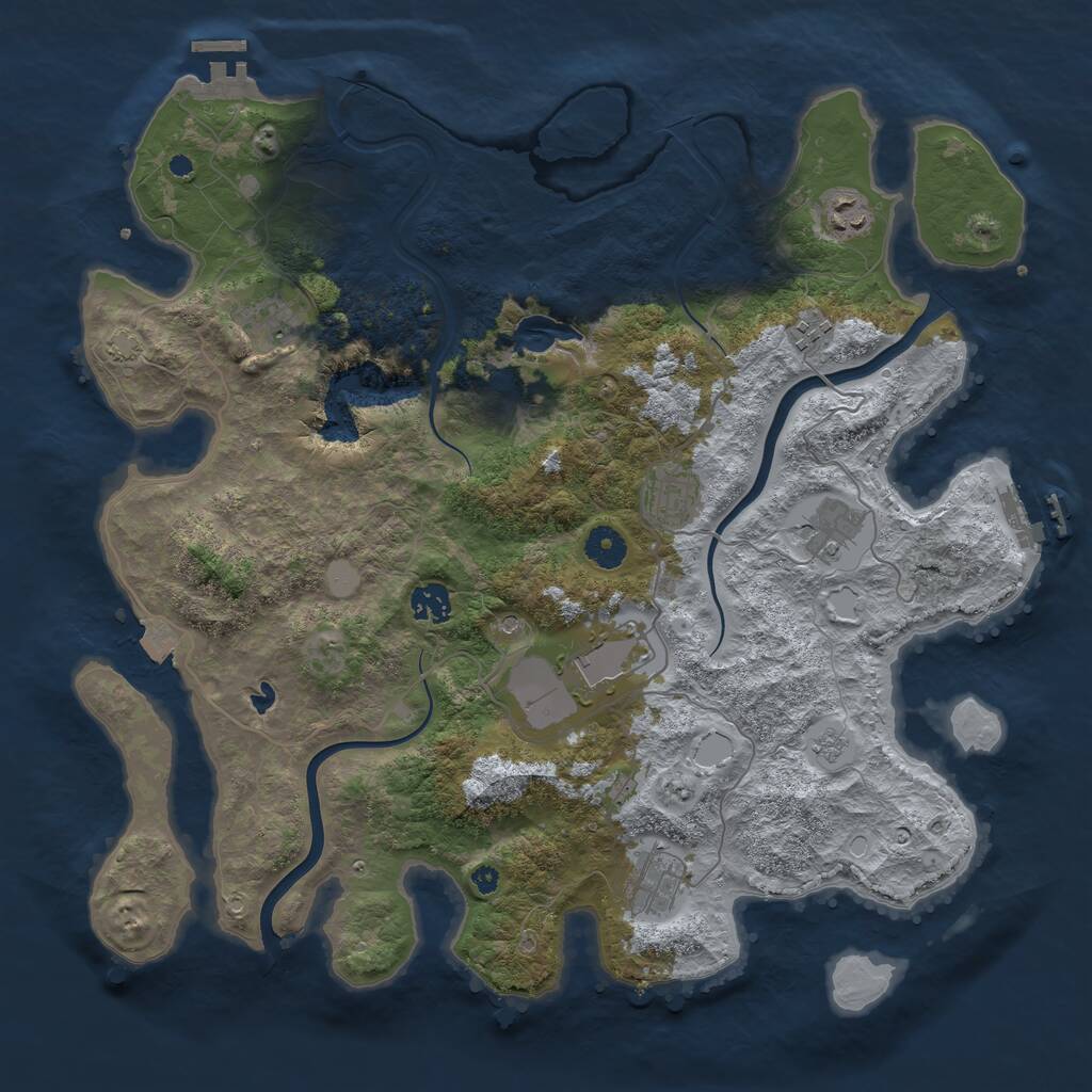 Rust Map: Procedural Map, Size: 4000, Seed: 456123544, 14 Monuments