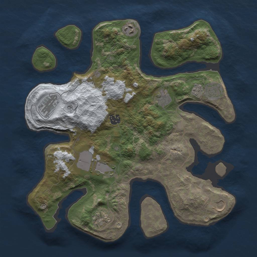 Rust Map: Barren, Size: 3500, Seed: 4420129, 12 Monuments