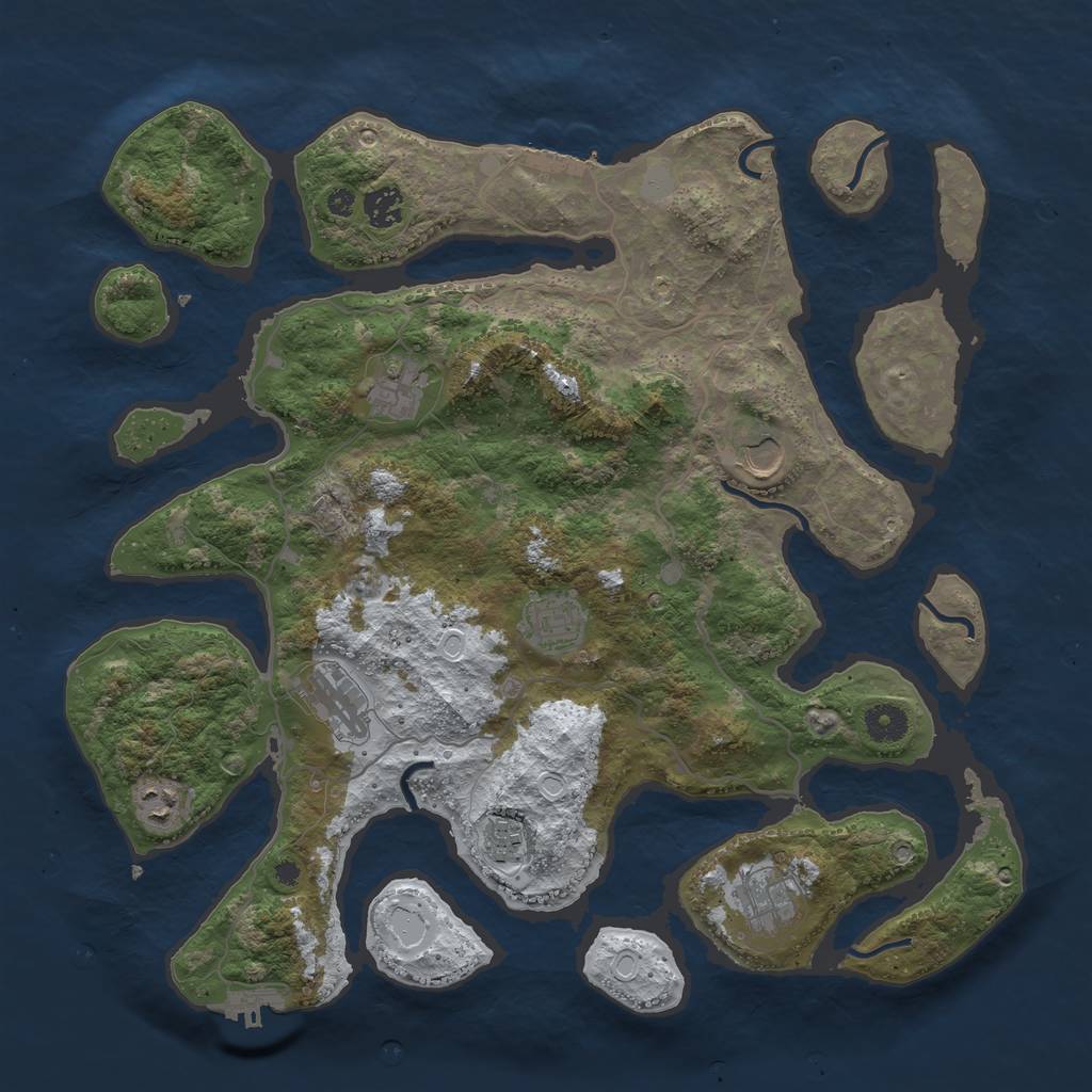 Rust Map: Procedural Map, Size: 4000, Seed: 3648398, 15 Monuments
