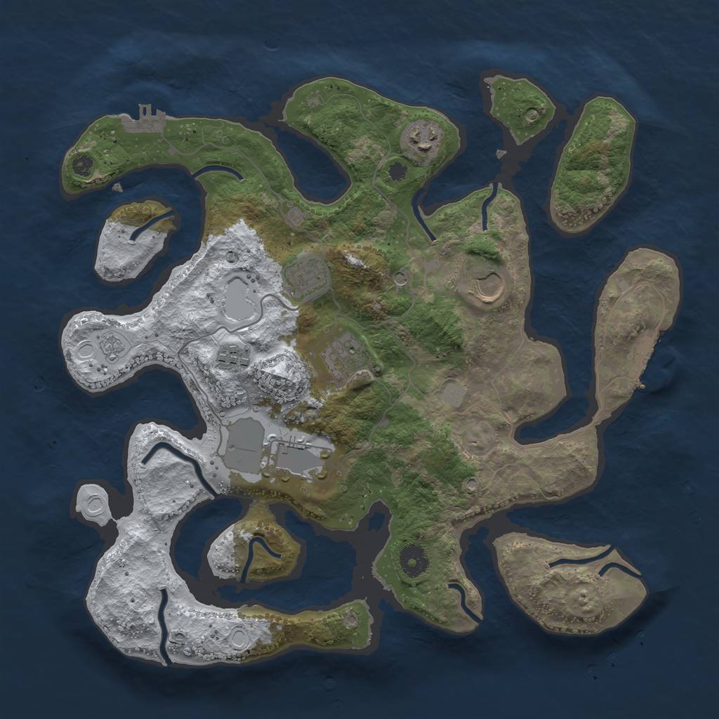 Rust Map: Procedural Map, Size: 3550, Seed: 2499288, 15 Monuments