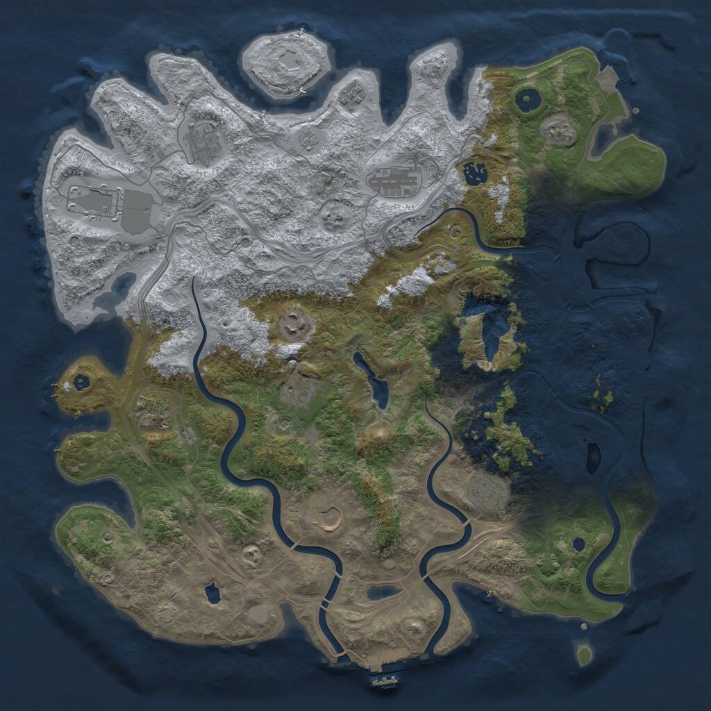 Rust Map: Procedural Map, Size: 4400, Seed: 5239871, 16 Monuments
