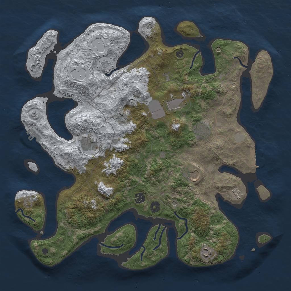 Rust Map: Procedural Map, Size: 4000, Seed: 4036806, 16 Monuments