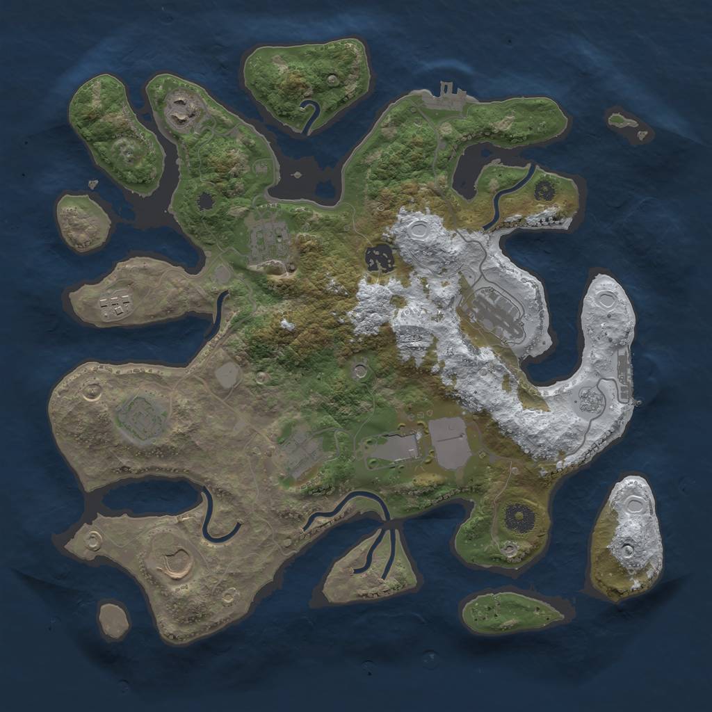 Rust Map: Procedural Map, Size: 3550, Seed: 824409, 18 Monuments