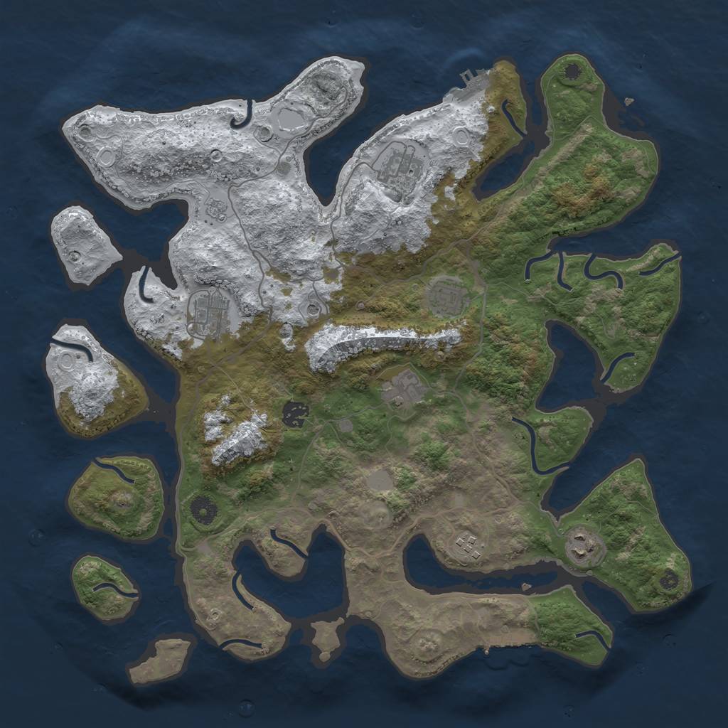 Rust Map: Procedural Map, Size: 4000, Seed: 6428571, 16 Monuments