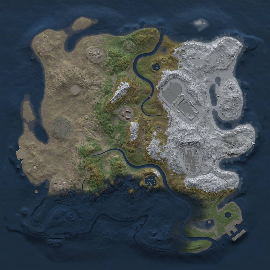 Rust Map: Procedural Map, Size: 3500, Seed: 1679658, 12 Monuments