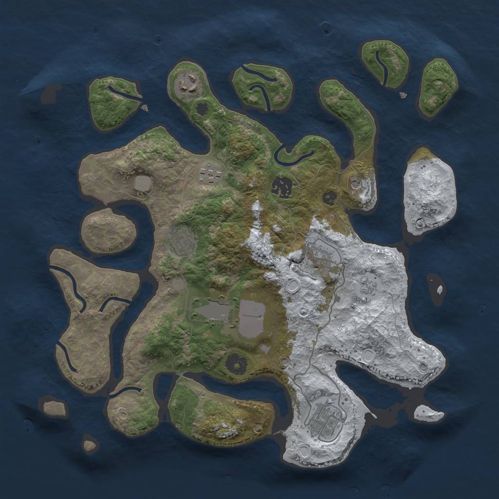 Rust Map: Procedural Map, Size: 3500, Seed: 133199711, 14 Monuments