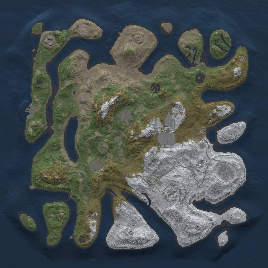 Rust Map: Procedural Map, Size: 4000, Seed: 436311, 17 Monuments