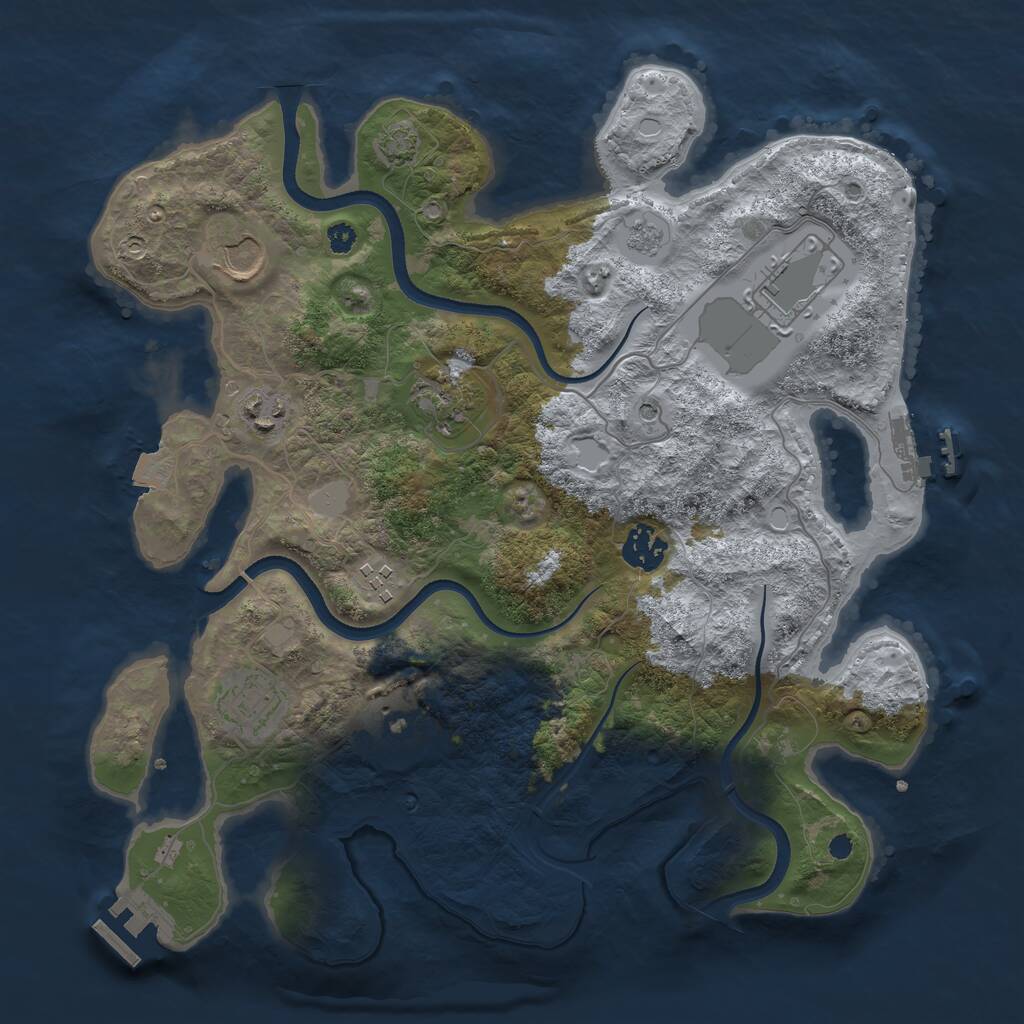 Rust Map: Procedural Map, Size: 3500, Seed: 2821362, 14 Monuments