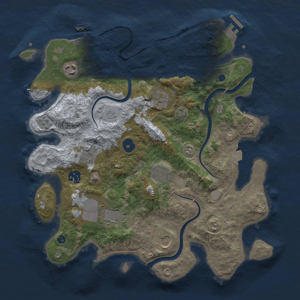 Rust Map: Procedural Map, Size: 3500, Seed: 1129538, 14 Monuments