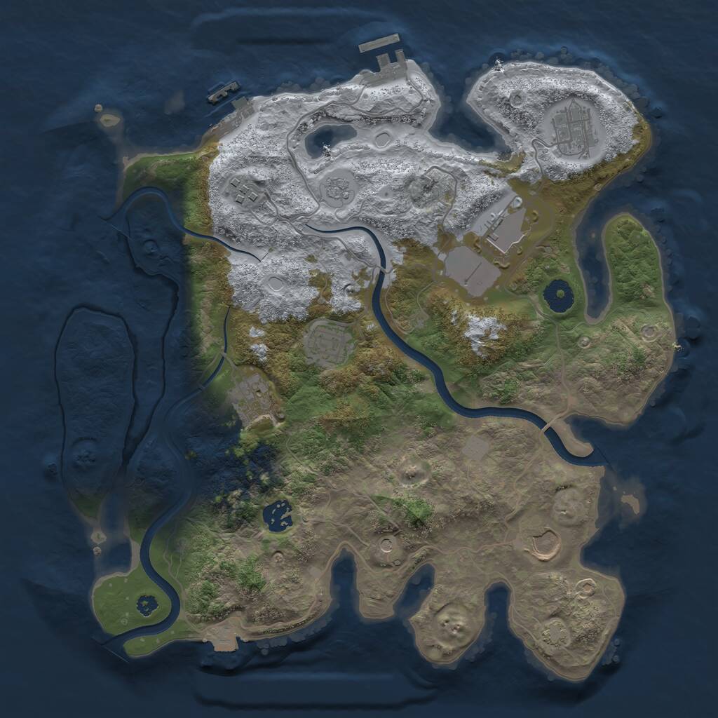 Rust Map: Procedural Map, Size: 3500, Seed: 5002541, 13 Monuments