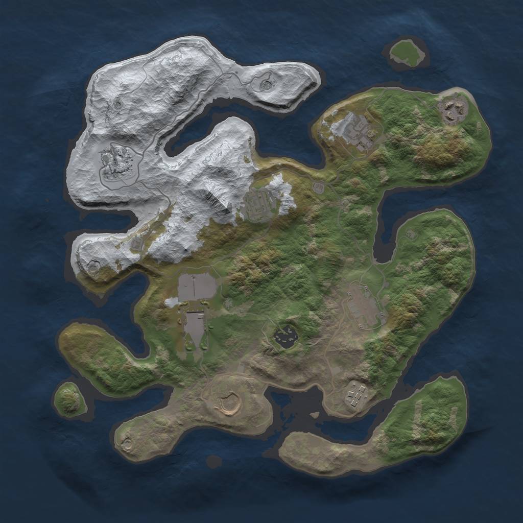 Rust Map: Barren, Size: 3500, Seed: 6261555, 12 Monuments