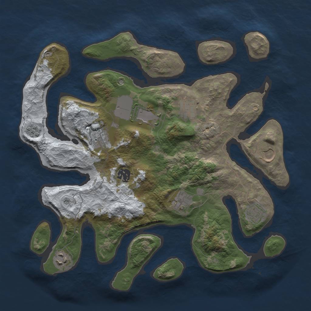 Rust Map: Barren, Size: 3500, Seed: 2351832, 12 Monuments