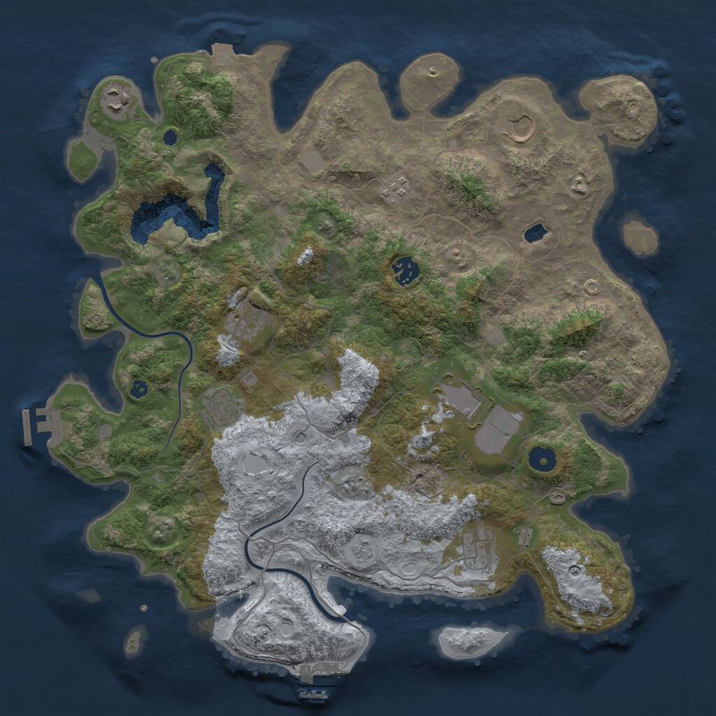 Rust Map: Procedural Map, Size: 4000, Seed: 1642991, 14 Monuments