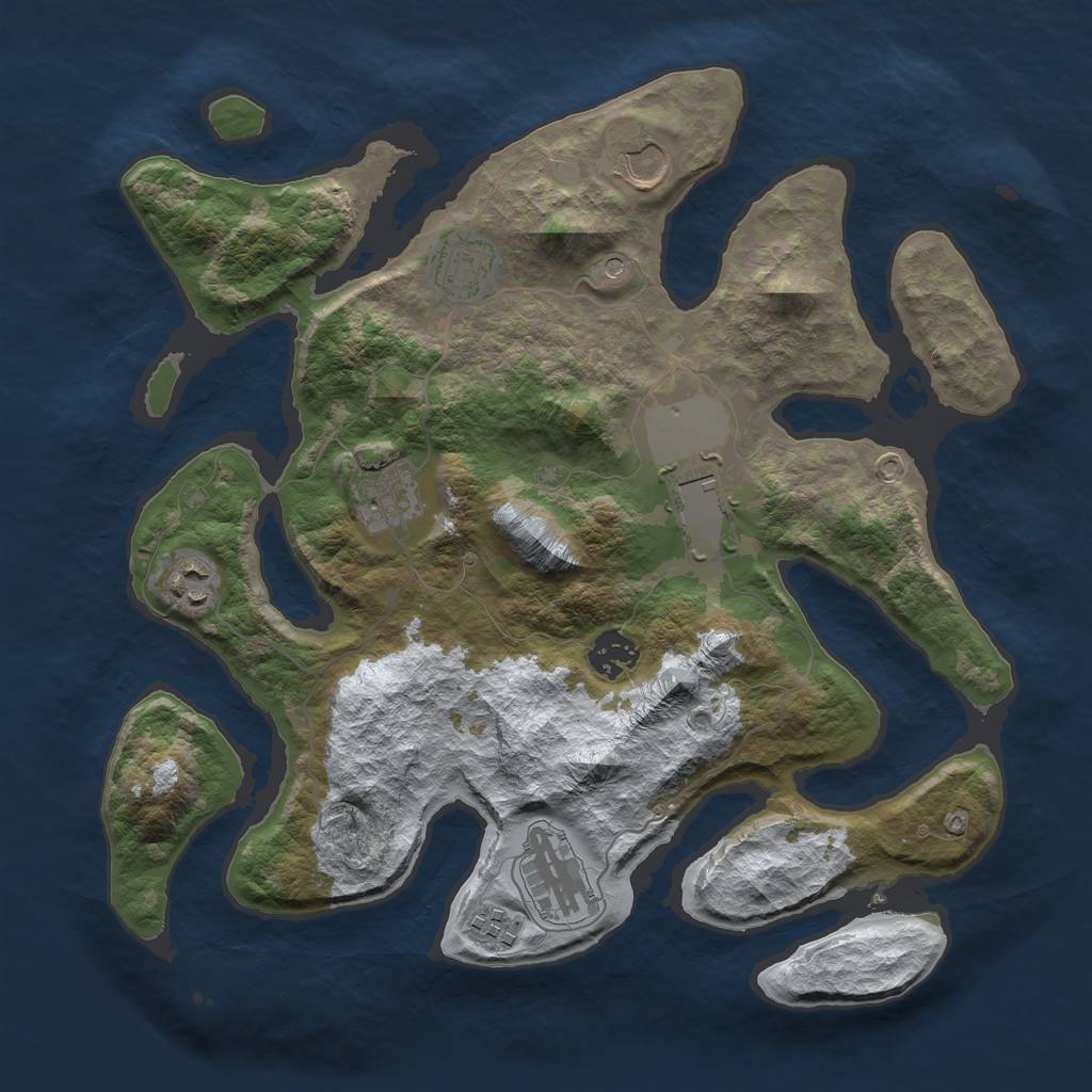 Rust Map: Barren, Size: 3500, Seed: 5067497, 11 Monuments