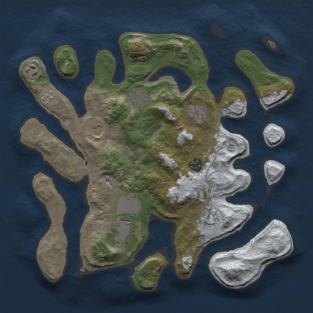 Rust Map: Barren, Size: 3500, Seed: 6184054, 11 Monuments