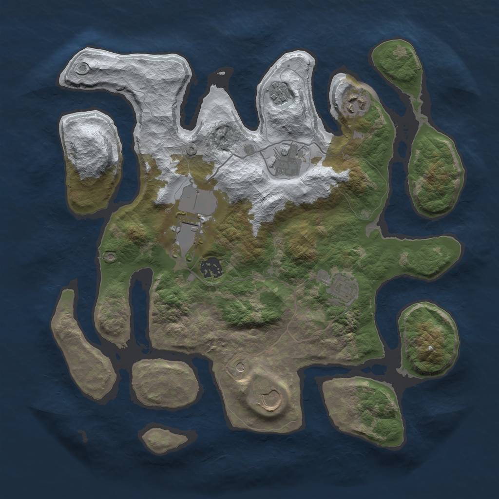 Rust Map: Barren, Size: 3500, Seed: 2446891, 10 Monuments