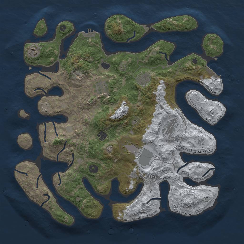 Rust Map: Procedural Map, Size: 4000, Seed: 2009304, 16 Monuments