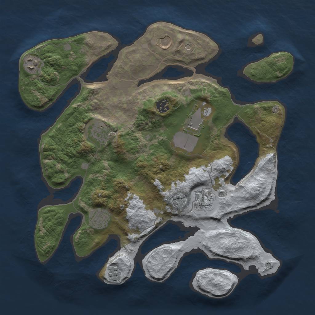 Rust Map: Barren, Size: 3500, Seed: 97281, 11 Monuments